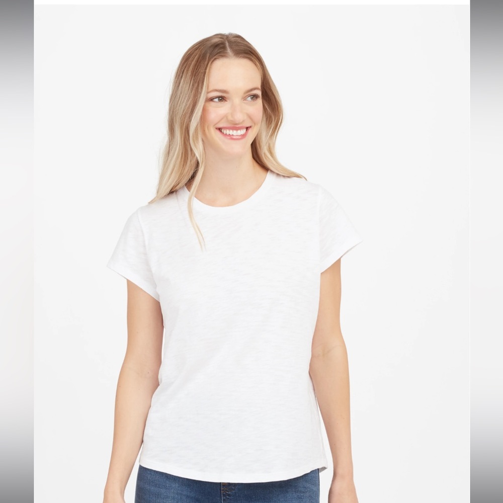 SPANX Pima Cotton Crew Neck Tee - White / 2X